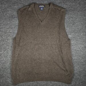 Brooks Brothers Men's Brown Lambswool V-Neck Sweater Vest Classic Preppy Size L